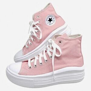 Converse All Star Move Hi Top Sneakers Unisex Women Sz 8 Pink Canvas Shoes NEW